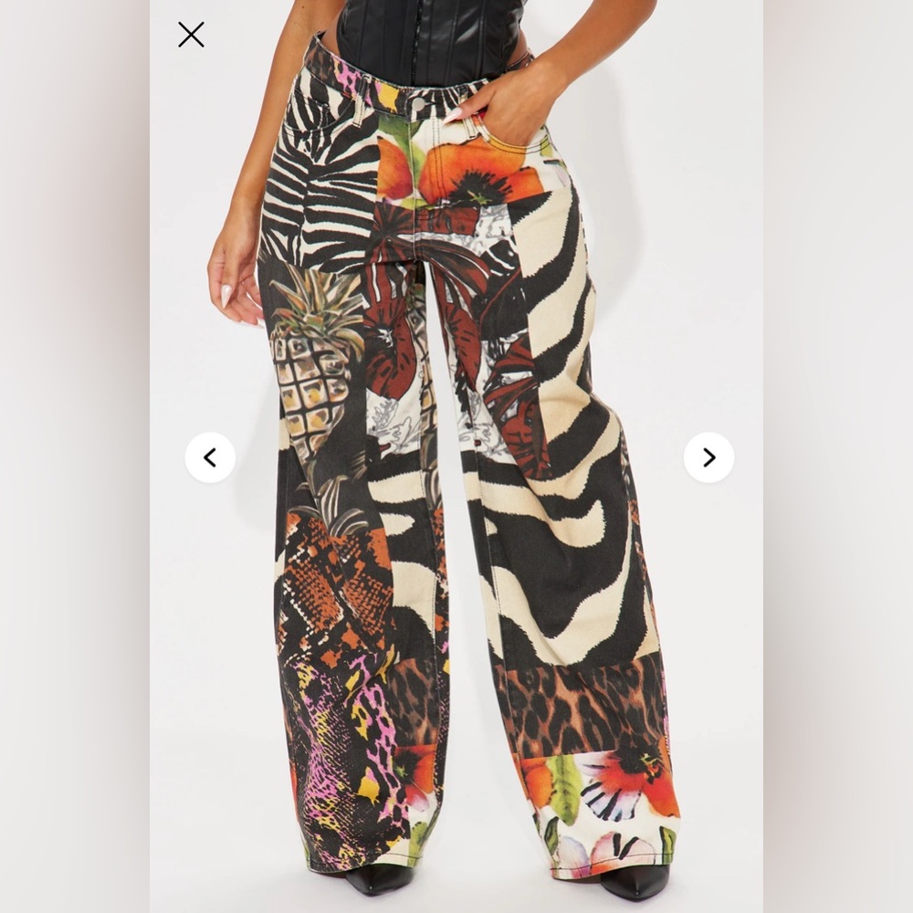 Brand New Fashion Nova Miami Mood Animal Print Wide Leg Pants